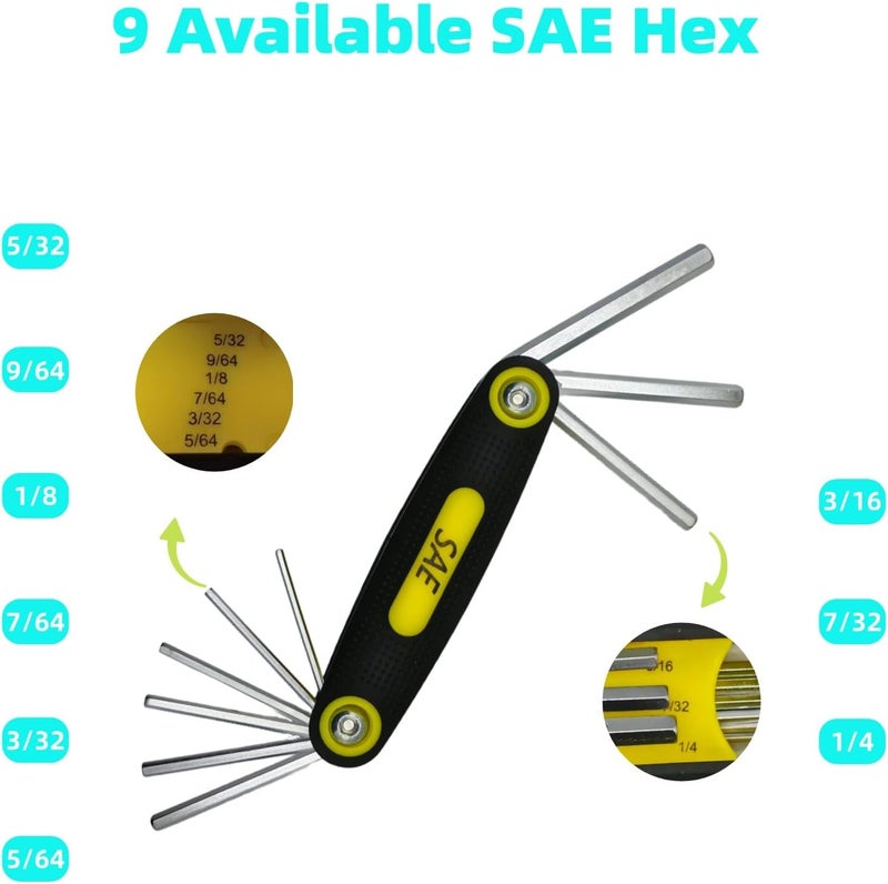 Warmtree 17-Piece Folding Allen Wrench Set | Metric & SAE Sizes | 2-Pack Portable Hex Tool for Home Repair & Professional Use - Image 5